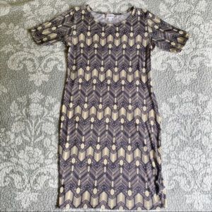 LuLaRoe Blue Cream Chevron Julia Bodycon Dress